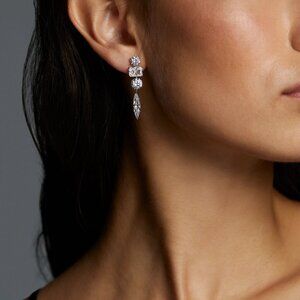 Nadri Beatrix Mixed Cubic Zirconia Drop Earrings, Rhodium / Silver, New with Tag